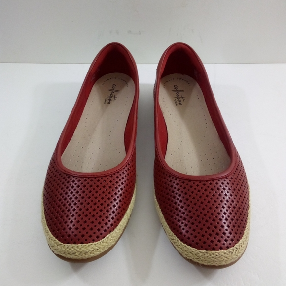 Clarks Danelly Adira Women 11 Wide Leather Red Ballet Flats 26124742 - Picture 2 of 8
